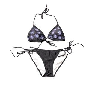 Apollo Swimwear Sequins Circles Bikini Black Purple Blue Medium Travel Beach